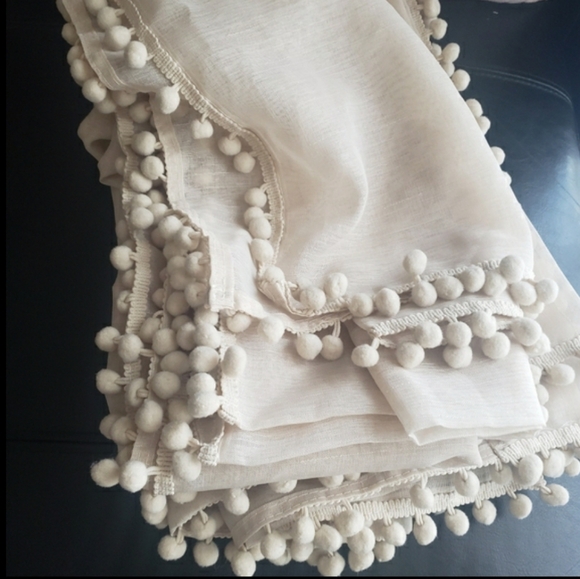 2 Elegant Sheer Curtain with Pom-Pom Trim Around - Picture 6 of 6